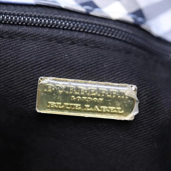 BURBERRY Nova Check Blue Label Hand Bag Nylon Blue Auth am6158 - Picture 10 of 16